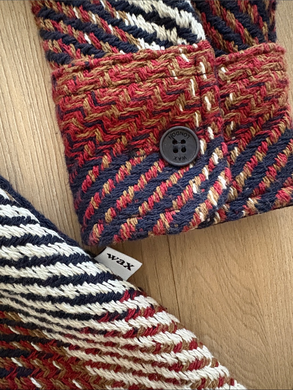 WAX London Plaid Button-Up Shacket in Rust, Navy & Cream - Picture 2 of 5